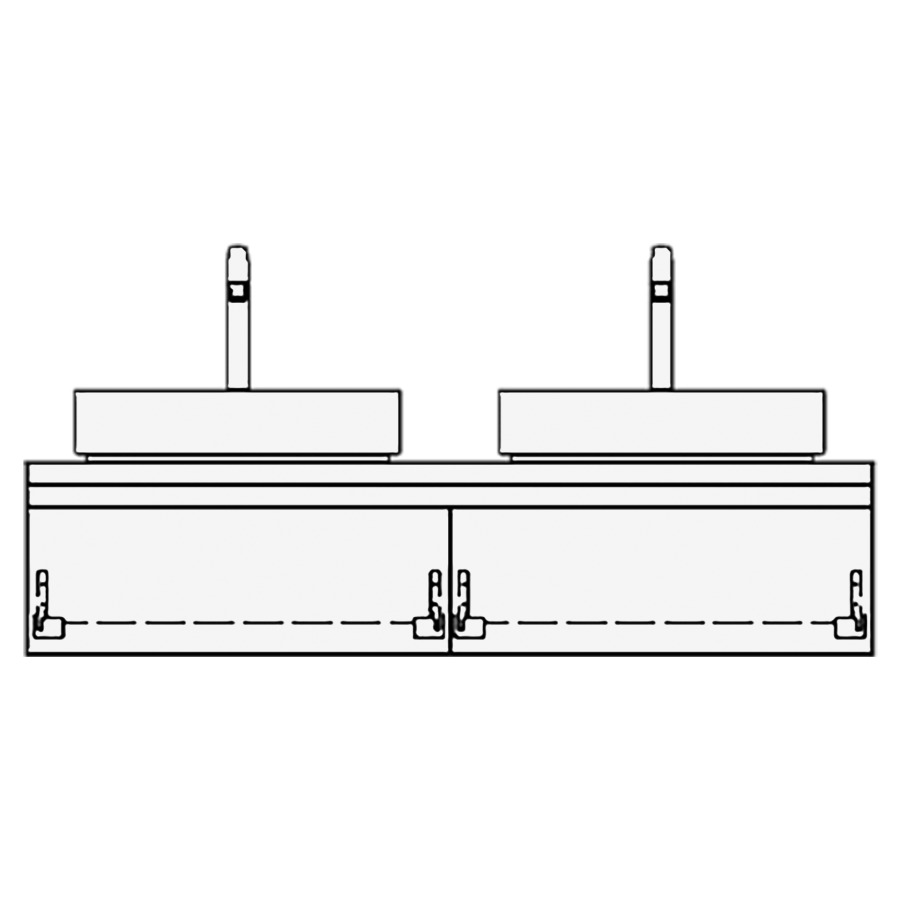 Meuble avec lavabo RICCIO
table de lavabo et élément
inférieur
130,0 x 30,0 x 51,0 cm
2 éléments à chacune 1 tiroir
pour 2 lavabos à poser