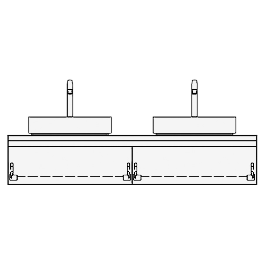 Meuble avec lavabo RICCIO
table de lavabo et élément
inférieur
150,0 x 30,0 x 51,0 cm
2 éléments à chacune 1 tiroir
pour 2 lavabos à poser