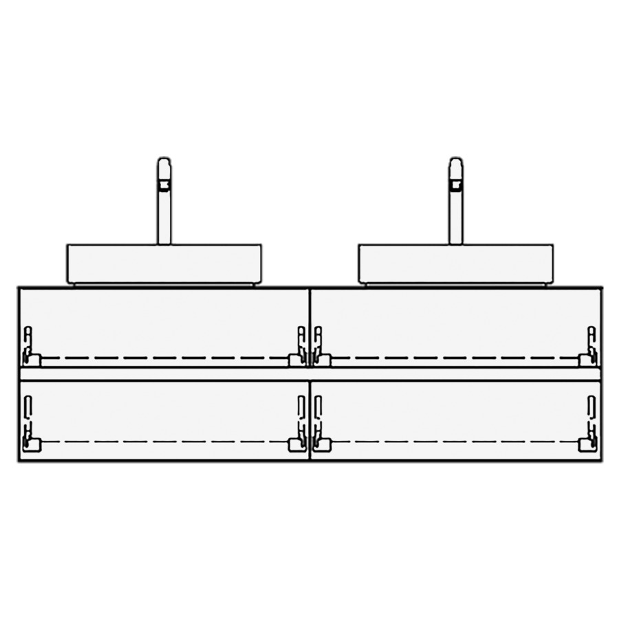 Meuble avec lavabo RICCIO
table de lavabo et élément
inférieur
150,0 x 45,0 x 51,0 cm
2 éléments à chacune 2 tiroirs
pour 2 lavabos à poser