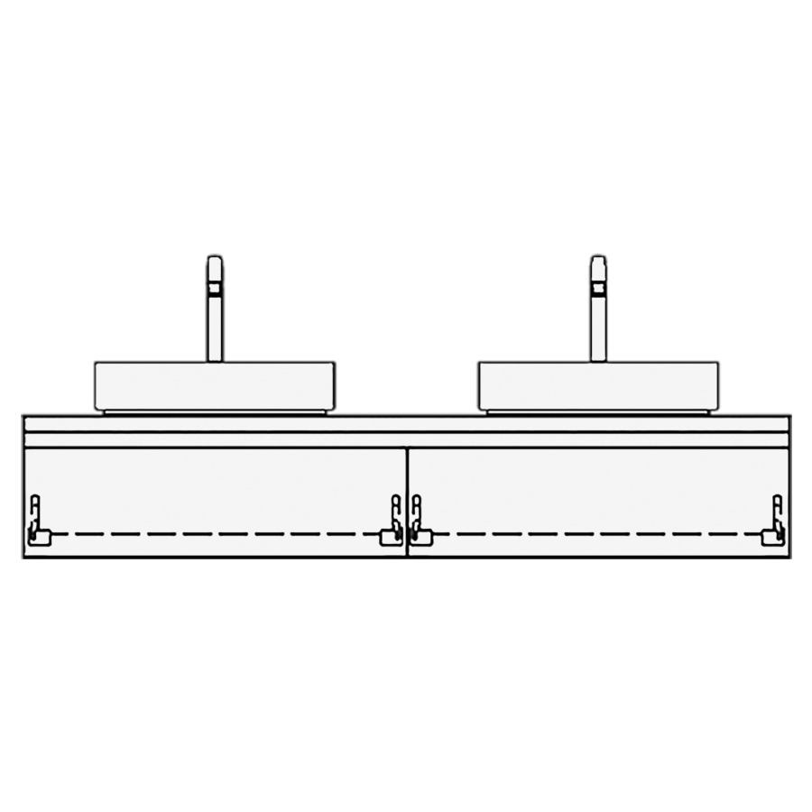 Meuble avec lavabo RICCIO
table de lavabo et élément
inférieur
160,0 x 30,0 x 51,0 cm
2 éléments à chacune 1 tiroir
pour 2 lavabos à poser