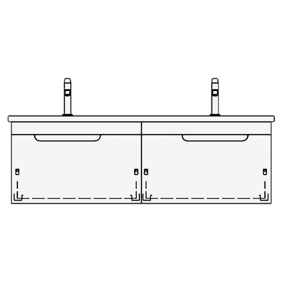 Meuble avec lavabo TIGRE
lavabo et élément inférieur
WT 130,0 x 50,0 x 3,0 cm
2 lavabos, sans trop-plein
UB 129,0 x 45,0 x 49,5 cm
2 éléments à chacune 1 tiroir
poignée listeaux noir