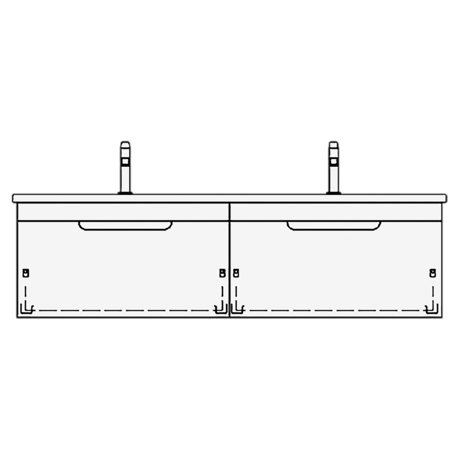 Meuble avec lavabo TIGRE
lavabo et élément inférieur
WT 150,0 x 50,0 x 3,0 cm
2 lavabos, sans trop-plein
UB 149,0 x 45,0 x 49,5 cm
2 éléments à chacune 1 tiroir
poignée listeaux noir