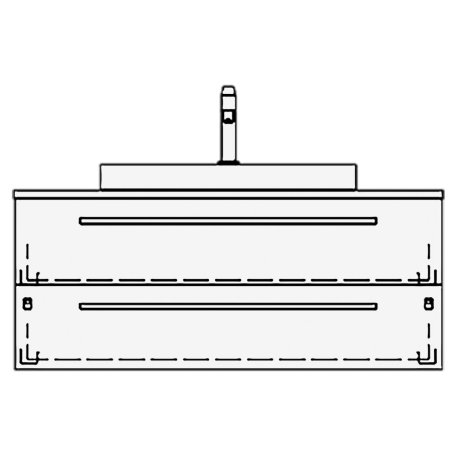 Elém. inférieur VOLARE TORO AB
100,0 x 40,0 x 51,0 cm
élément à 2 tiroirs
pour 1 lavabo au milieu
