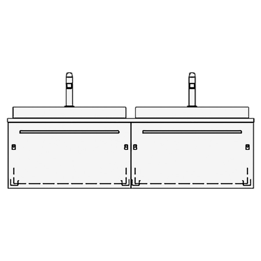Elém. inférieur VOLARE TORO AB
130,0 x 35,0 x 51,0 cm
2 éléments à chacune 1 tiroir
pour 2 lavabos
