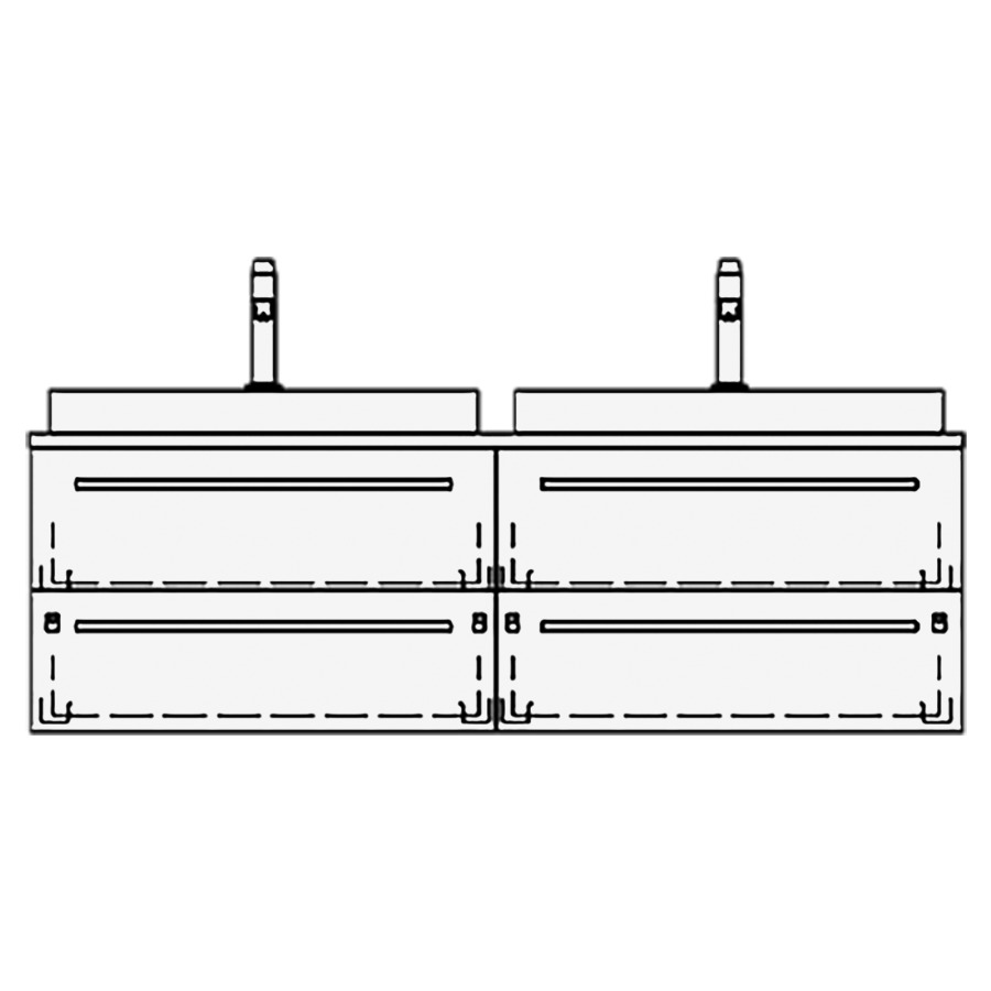 Elém. inférieur VOLARE TORO AB
130,0 x 40,0 x 51,0 cm
2 éléments à chacune 2 tiroirs
pour 2 lavabos