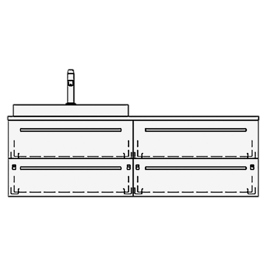 Elém. inférieur VOLARE TORO AB
130,0 x 40,0 x 51,0 cm
2 éléments à chacune 2 tiroirs
pour 1 lavabo à gauche