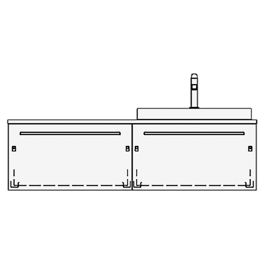 Elém. inférieur VOLARE TORO AB
130,0 x 35,0 x 51,0 cm
2 éléments à chacune 1 tiroir
pour 1 lavabo à droite