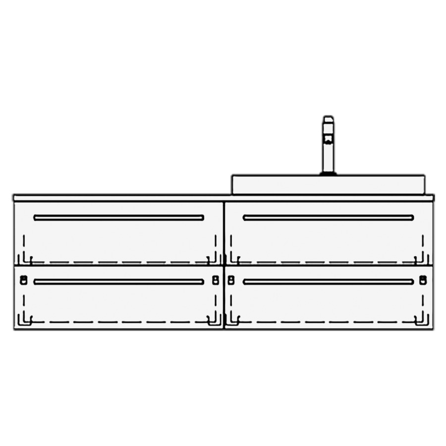 Elém. inférieur VOLARE TORO AB
130,0 x 40,0 x 51,0 cm
2 éléments à chacune 2 tiroirs
pour 1 lavabo à droite
