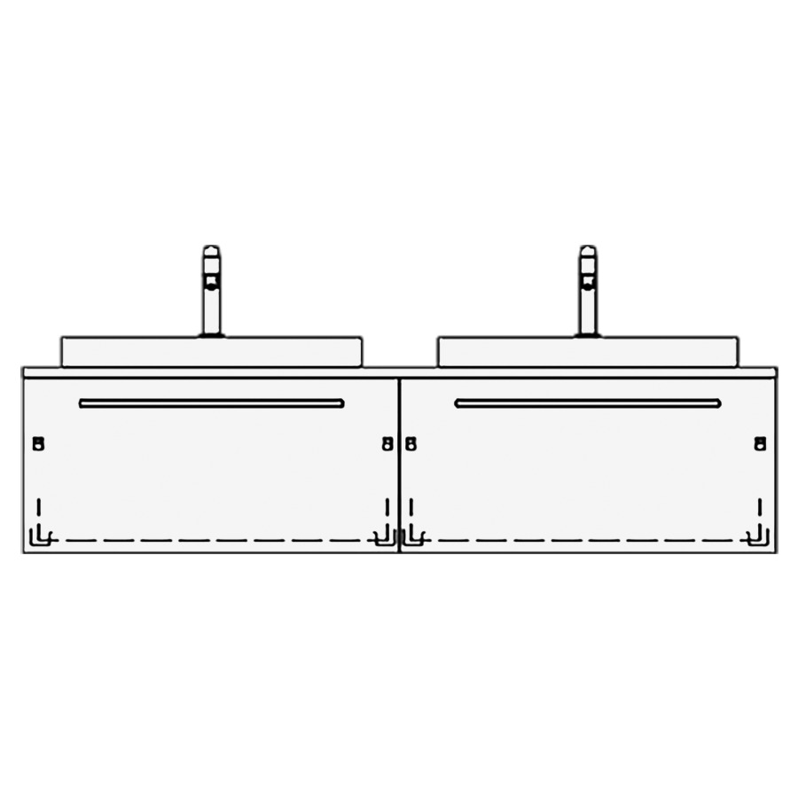 Elém. inférieur VOLARE TORO AB
150,0 x 35,0 x 51,0 cm
2 éléments à chacune 1 tiroir
pour 2 lavabos
