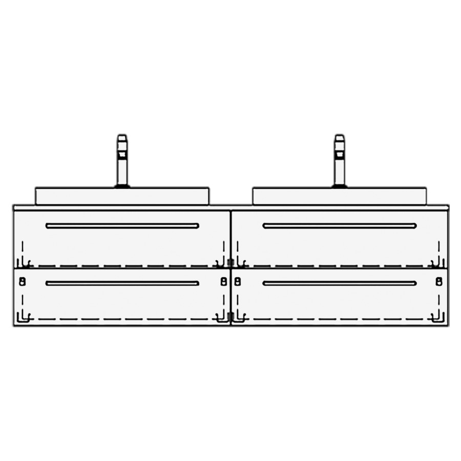 Elém. inférieur VOLARE TORO AB
150,0 x 40,0 x 51,0 cm
2 éléments à chacune 2 tiroirs
pour 2 lavabos