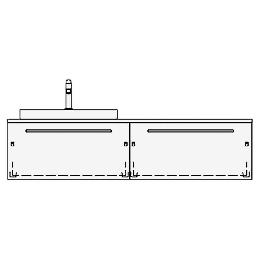 Elém. inférieur VOLARE TORO AB
150,0 x 35,0 x 51,0 cm
2 éléments à chacune 1 tiroir
pour 1 lavabo à gauche