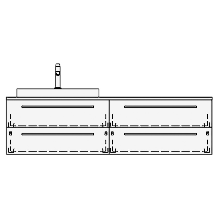 Elém. inférieur VOLARE TORO AB
150,0 x 40,0 x 51,0 cm
2 éléments à chacune 2 tiroirs
pour 1 lavabo à gauche