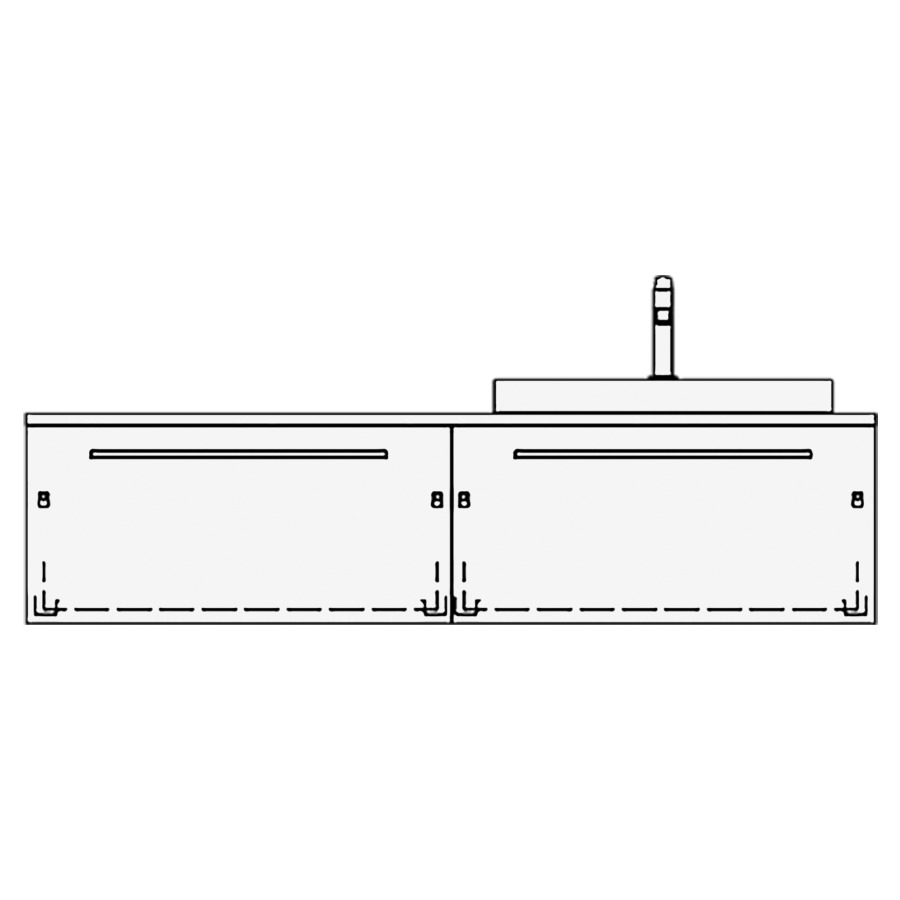 Elém. inférieur VOLARE TORO AB
150,0 x 35,0 x 51,0 cm
2 éléments à chacune 1 tiroir
pour 1 lavabo à droite