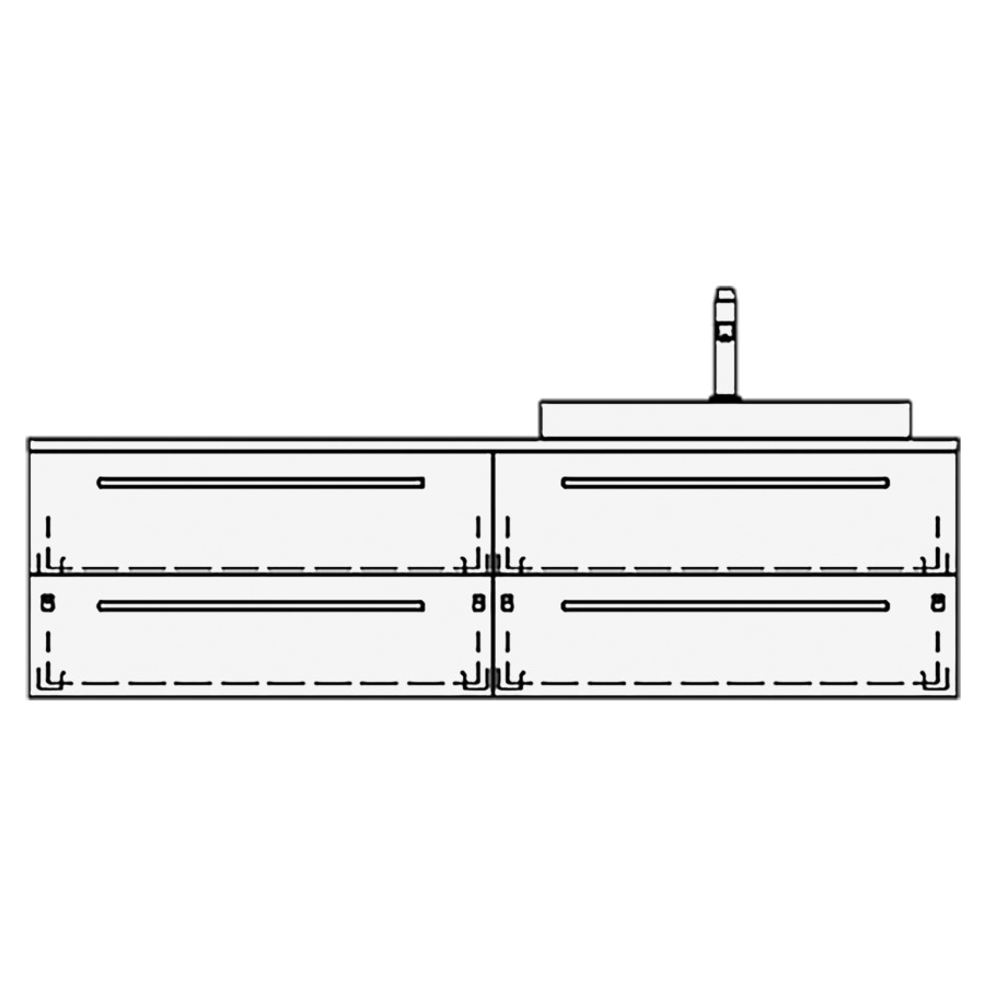 Elém. inférieur VOLARE TORO AB
150,0 x 40,0 x 51,0 cm
2 éléments à chacune 2 tiroirs
pour 1 lavabo à droite
