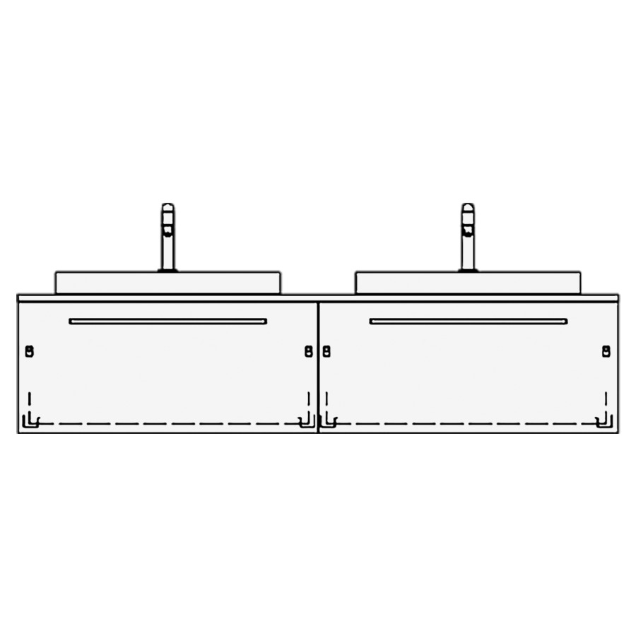 Elém. inférieur VOLARE TORO AB
160,0 x 35,0 x 51,0 cm
2 éléments à chacune 1 tiroir
pour 2 lavabos