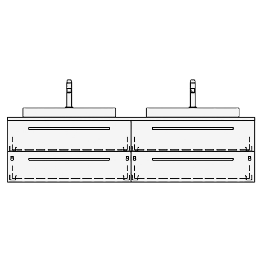 Elém. inférieur VOLARE TORO AB
160,0 x 40,0 x 51,0 cm
2 éléments à chacune 2 tiroirs
pour 2 lavabos