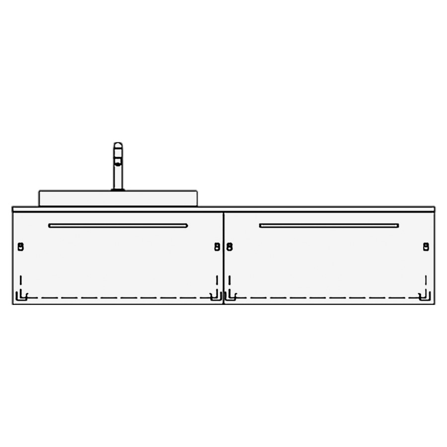 Elém. inférieur VOLARE TORO AB
160,0 x 35,0 x 51,0 cm
2 éléments à chacune 1 tiroir
pour 1 lavabo à gauche