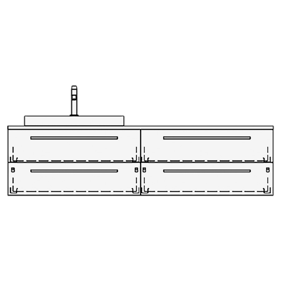 Elém. inférieur VOLARE TORO AB
160,0 x 40,0 x 51,0 cm
2 éléments à chacune 2 tiroirs
pour 1 lavabo à gauche