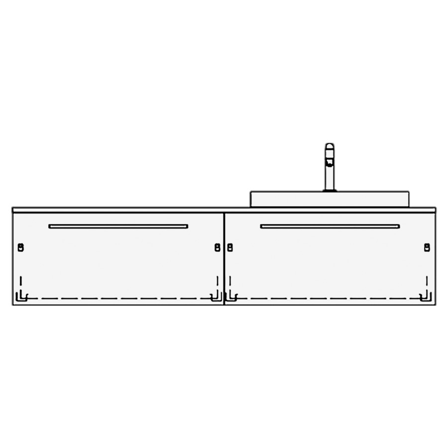 Elém. inférieur VOLARE TORO AB
160,0 x 35,0 x 51,0 cm
2 éléments à chacune 1 tiroir
pour 1 lavabo à droite