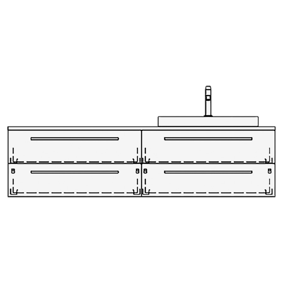 Elém. inférieur VOLARE TORO AB
160,0 x 40,0 x 51,0 cm
2 éléments à chacune 2 tiroirs
pour 1 lavabo à droite