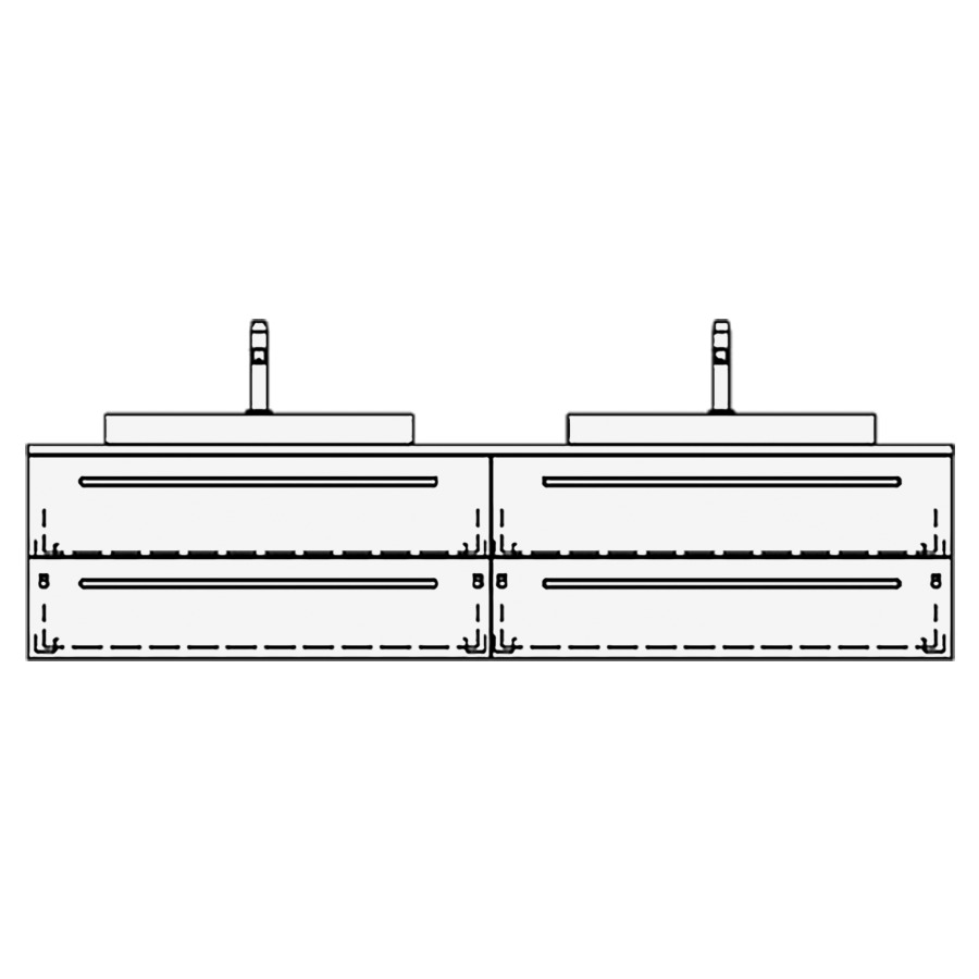Elém. inférieur VOLARE TORO AB
180,0 x 40,0 x 51,0 cm
2 éléments à chacune 2 tiroirs
pour 2 lavabos