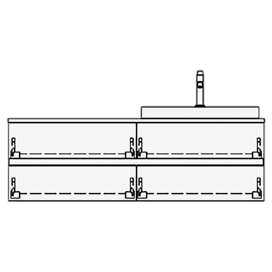 Elém.inférieur VOLARE GATTO AB
130,0 x 40,0 x 51,0 cm
2 éléments à chacune 2 tiroirs
pour 1 lavabo à droite