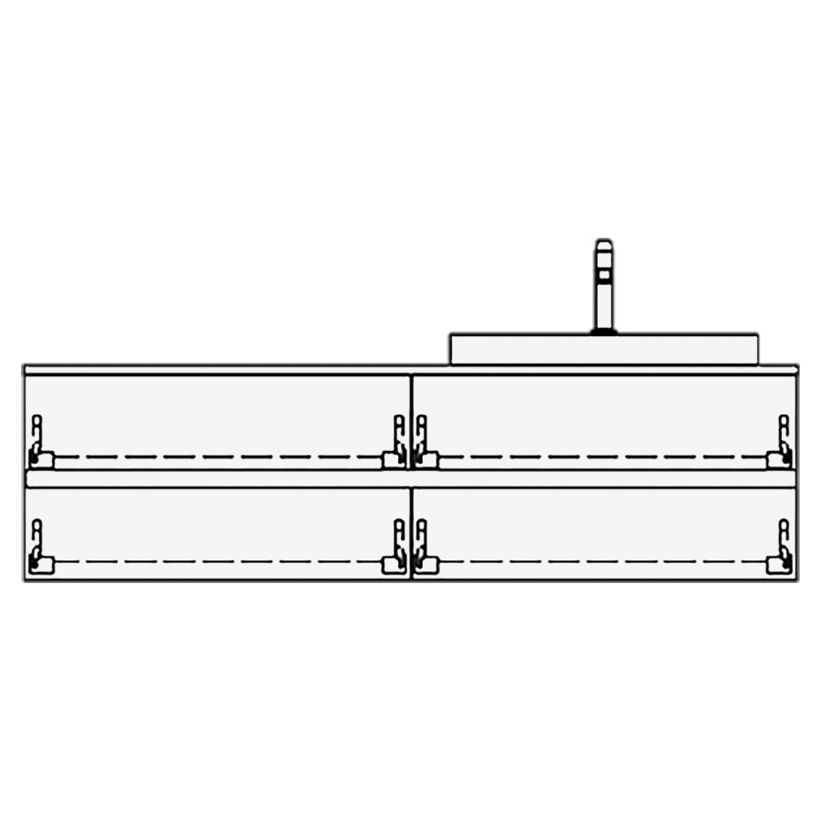 Elém.inférieur VOLARE GATTO AB
150,0 x 40,0 x 51,0 cm
2 éléments à chacune 2 tiroirs
pour 1 lavabo à droite