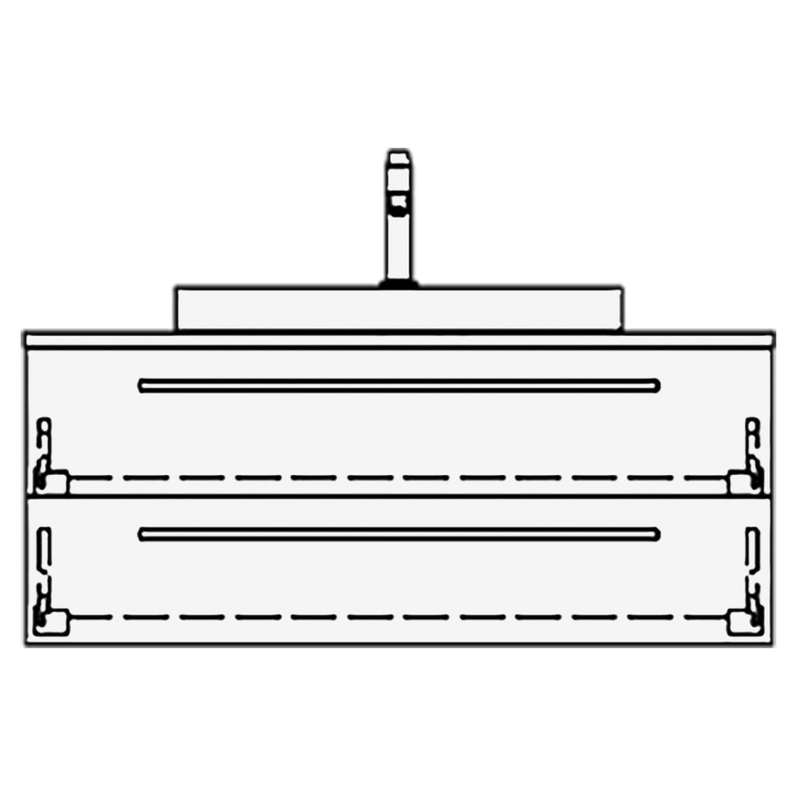Elém. inférieur VOLARE RANA AB
100,0 x 40,0 x 51,0 cm
élément à 2 tiroirs
pour 1 lavabo au milieu
