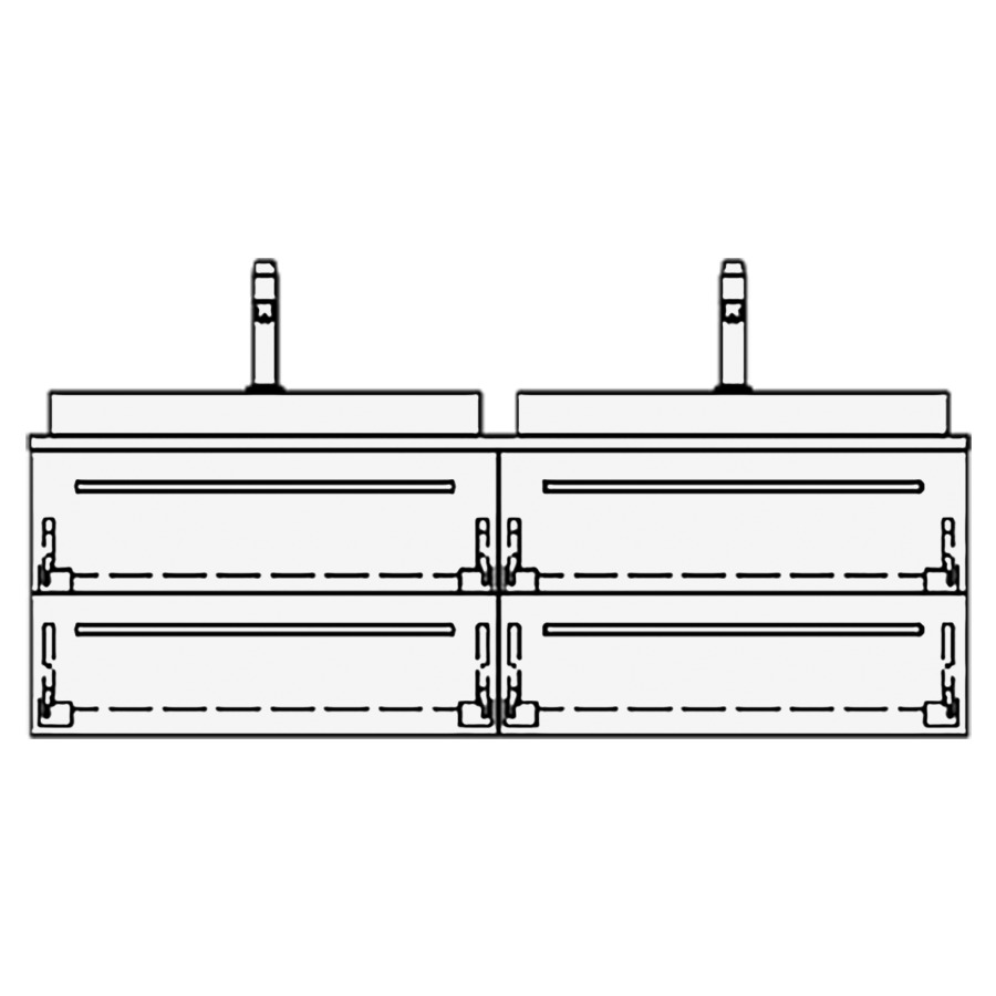 Elém. inférieur VOLARE RANA AB
130,0 x 40,0 x 51,0 cm
2 éléments à chacune 2 tiroirs
pour 2 lavabos