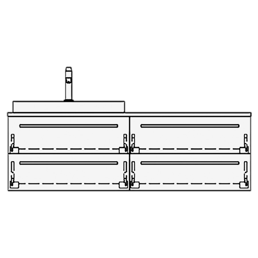 Elém. inférieur VOLARE RANA AB
130,0 x 40,0 x 51,0 cm
2 éléments à chacune 2 tiroirs
pour 1 lavabo à gauche