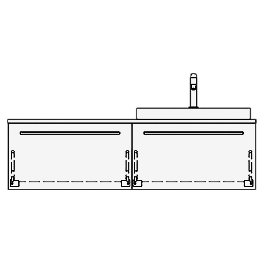 Elém. inférieur VOLARE RANA AB
130,0 x 35,0 x 51,0 cm
2 éléments à chacune 1 tiroir
pour 1 lavabo à droite