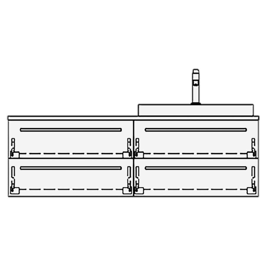 Elém. inférieur VOLARE RANA AB
130,0 x 40,0 x 51,0 cm
2 éléments à chacune 2 tiroirs
pour 1 lavabo à droite