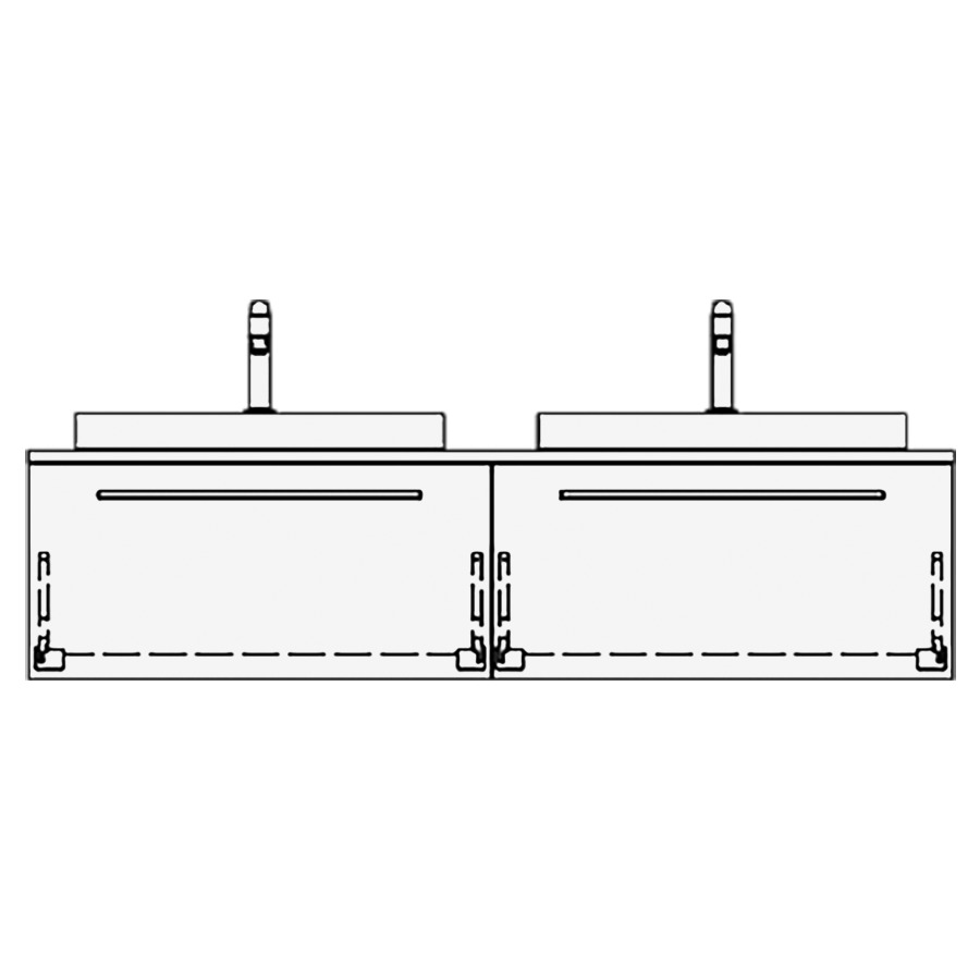 Elém. inférieur VOLARE RANA AB
150,0 x 35,0 x 51,0 cm
2 éléments à chacune 1 tiroir
pour 2 lavabos