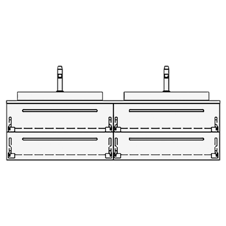 Elém. inférieur VOLARE RANA AB
150,0 x 40,0 x 51,0 cm
2 éléments à chacune 2 tiroirs
pour 2 lavabos