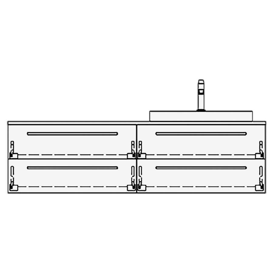 Elém. inférieur VOLARE RANA AB
150,0 x 40,0 x 51,0 cm
2 éléments à chacune 2 tiroirs
pour 1 lavabo à droite