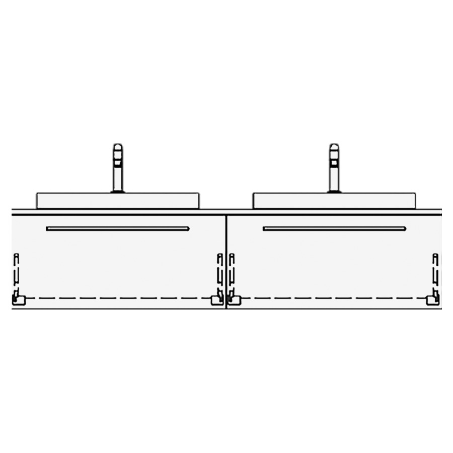 Elém. inférieur VOLARE RANA AB
160,0 x 35,0 x 51,0 cm
2 éléments à chacune 1 tiroir
pour 2 lavabos