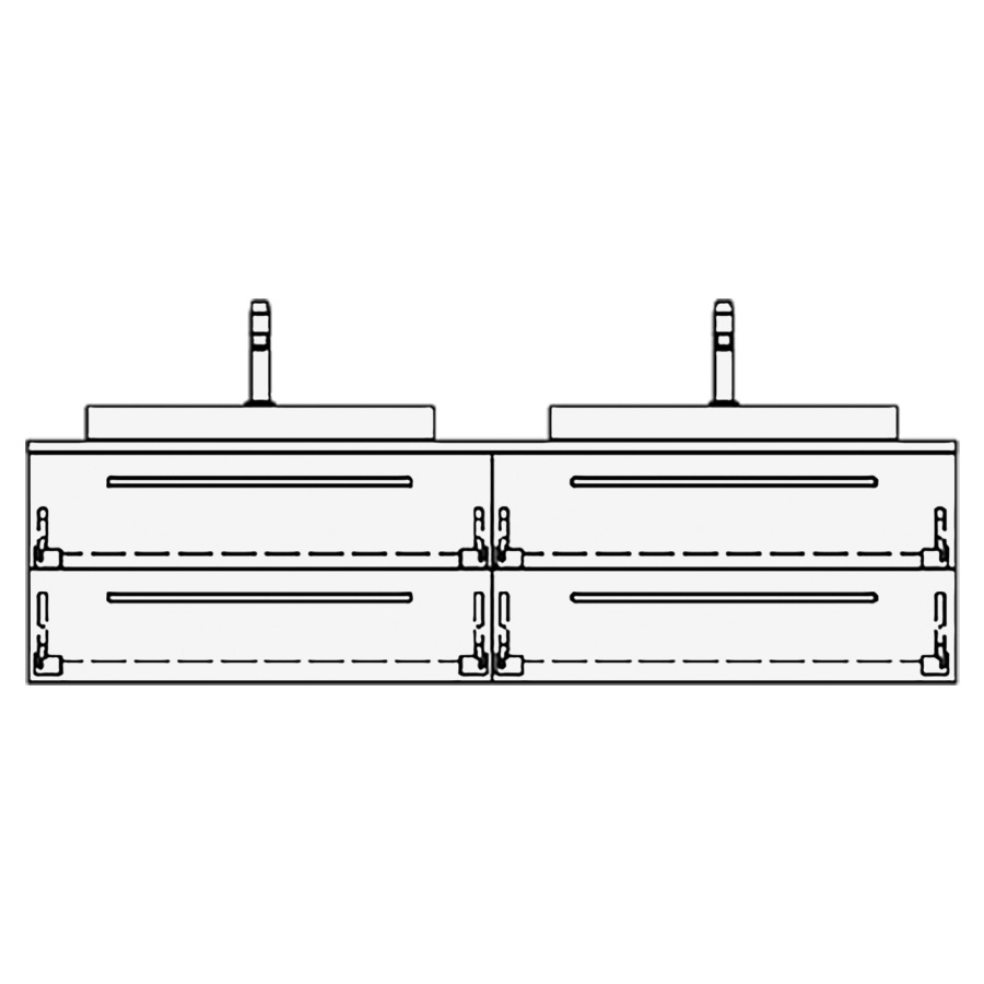 Elém. inférieur VOLARE RANA AB
160,0 x 40,0 x 51,0 cm
2 éléments à chacune 2 tiroirs
pour 2 lavabos