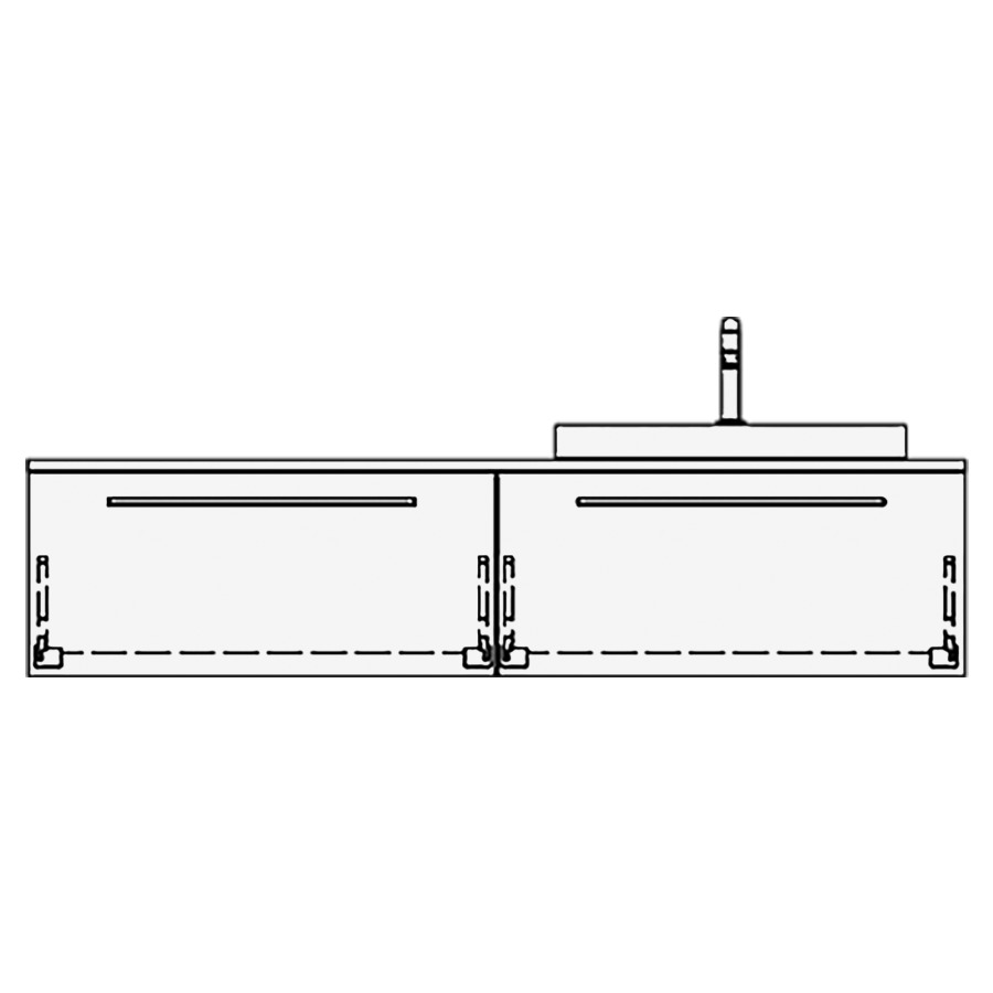 Elém. inférieur VOLARE RANA AB
160,0 x 35,0 x 51,0 cm
2 éléments à chacune 1 tiroir
pour 1 lavabo à droite