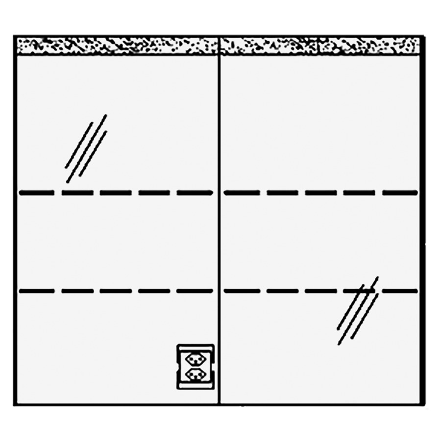 Armoire de toil. RHINO LED AP
80,6 x 72,0 x 15,0 cm
2 portes à double miroir
1 prise double en bas à
gauche opposé des charnières
éclairage LED 1 x 18W /
4000°K / 1743Lumen, IP24