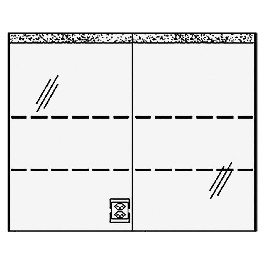 Armoire de toil. RHINO LED AP
90,6 x 72,0 x 15,0 cm
2 portes à double miroir
1 prise double en bas à
gauche opposé des charnières
éclairage LED 1x 20W /
4000°K / 1944Lumen, IP24