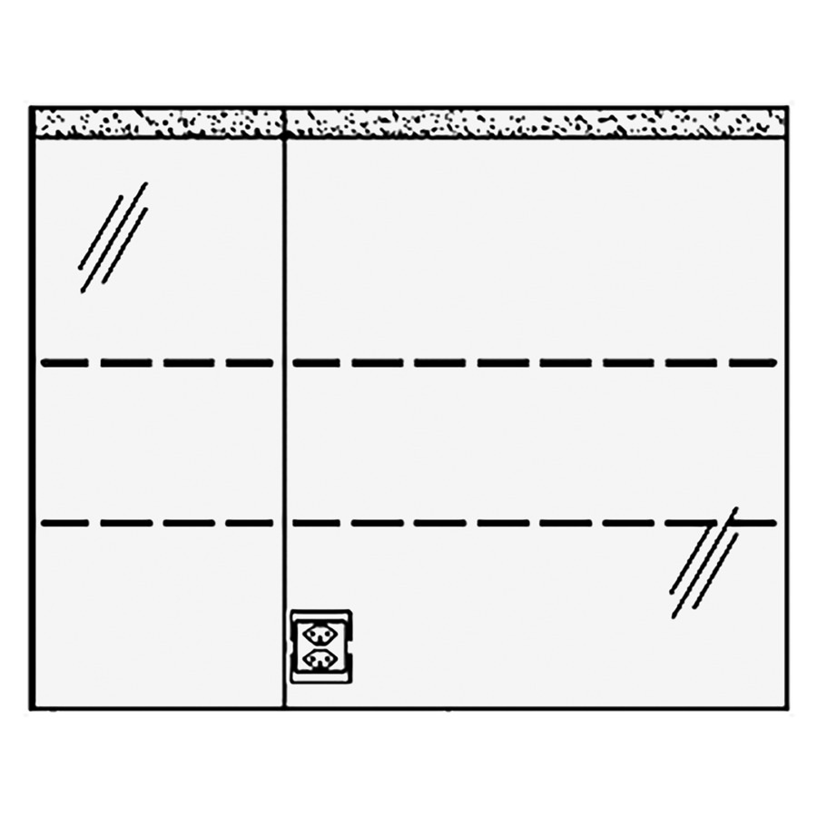 Armoire de toil. RHINO LED AP
90,6 x 72,0 x 15,0 cm
2 portes à double miroir
(30/60), 1 prise double en
bas à droite opposé des
charnières, éclairage LED
1 x 20W / 4000°K / 1944Lumen
IP24