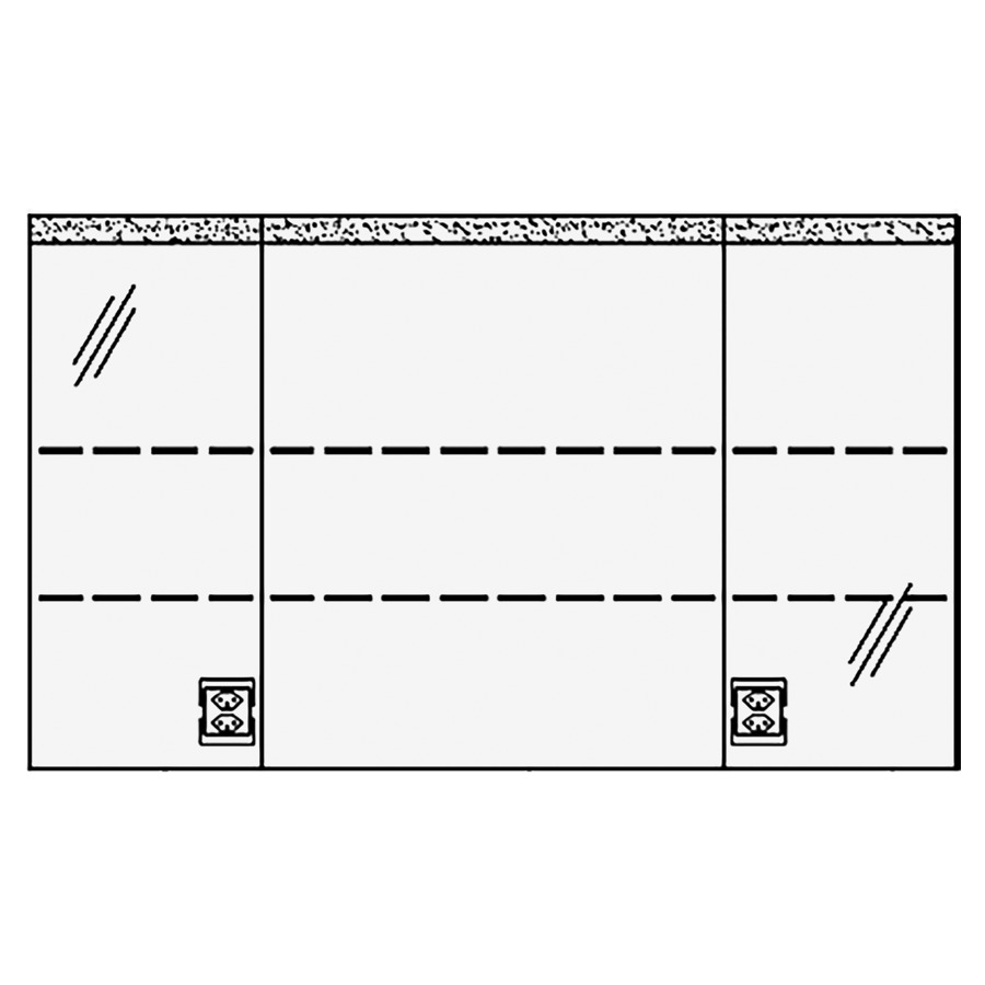 Armoire de toil. RHINO LED AP
120,6 x 72,0 x 15,0 cm
3 portes à double miroir
(30/60/30), 1 prise double
à gauche et à droite en bas
opposé des charnières
éclairage LED 1 x 28W
4000°K / 2614Lumen, IP24