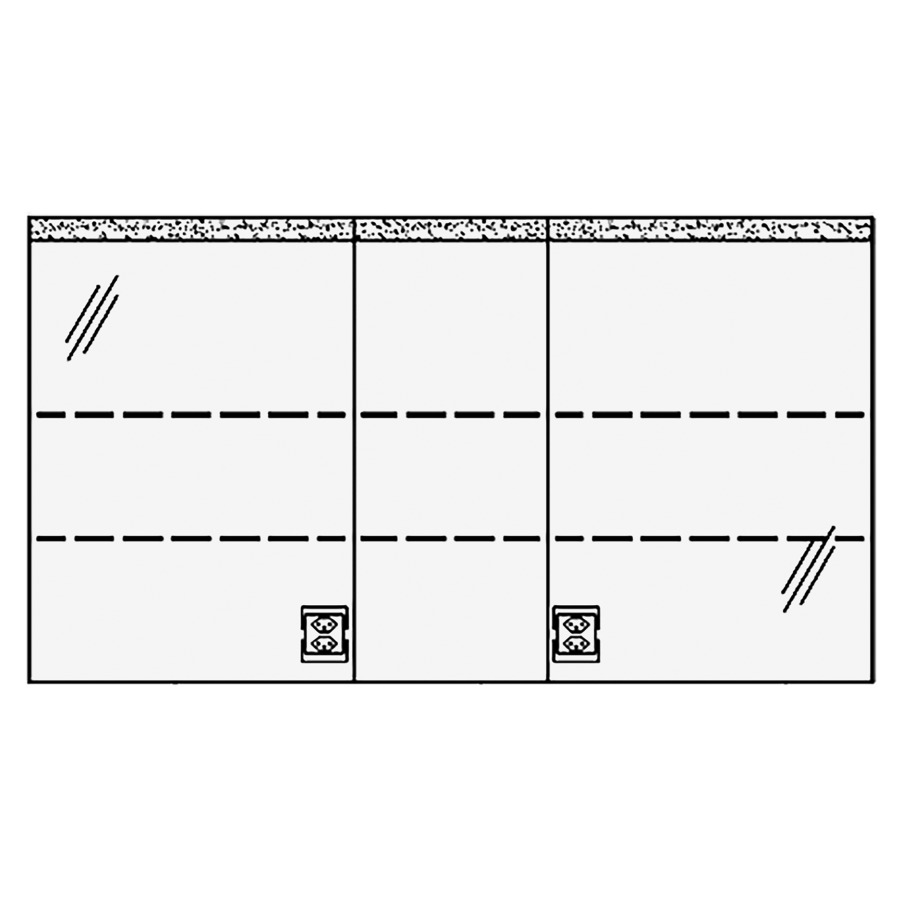 Armoire de toil. RHINO LED AP
130,6 x 72,0 x 15,0 cm
3 portes à double miroir
(50/30/50), 1 prise double
à gauche et à droite en bas
opposé des charnières
éclairage LED 1 x 31W
4000°K / 2882Lumen, IP24