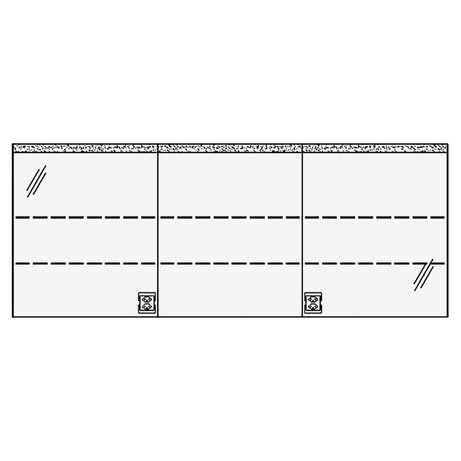 Armoire de toil. RHINO LED AP
180,6 x 72,0 x 15,0 cm
3 portes à double miroir
(60/60/60), 1 prise double à
à gauche et à droite en bas
opposé des charnières
éclairage LED, 1 x 43W
4000°K / 4022Lumen, IP24