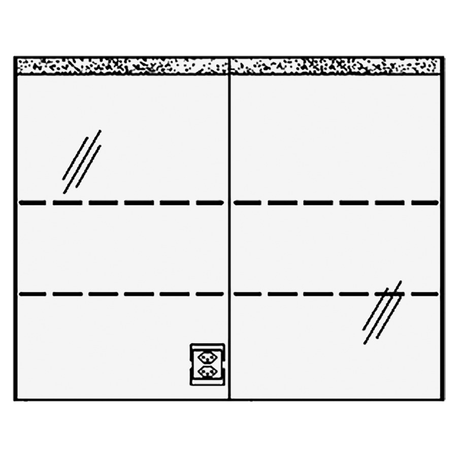 Armoire de toil. RHINO LED UP
90,6 x 72,0 x 15,0 cm
2 portes à double miroir
1 prise double en bas à
gauche opposé des charnières
éclairage LED 1 x 20W /
4000°K / 1944Lumen, IP24