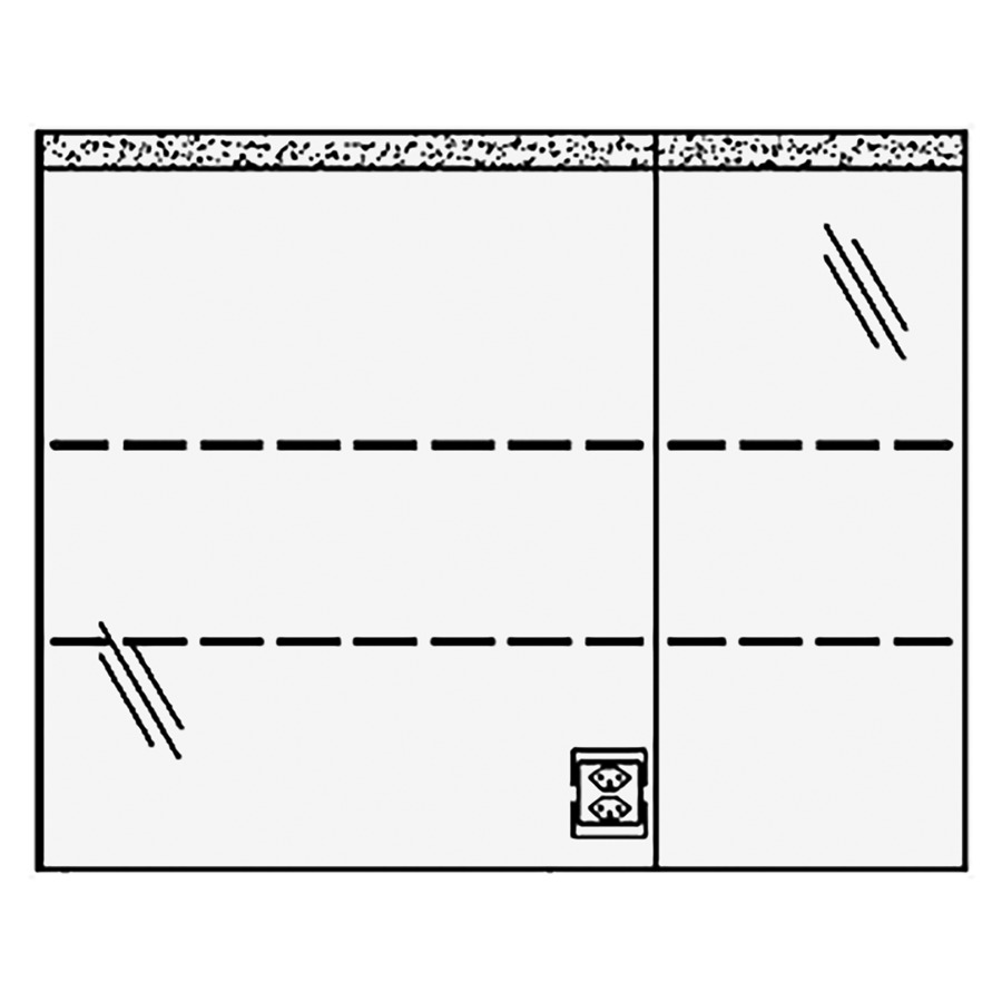 Armoire de toil. RHINO LED UP
90,6 x 72,0 x 15,0 cm
2 portes à double miroir
(60/30), 1 prise double en
bas à gauche opposé des
charnières, éclairage LED
1 x 20W / 4000°K / 1944Lumen
IP24