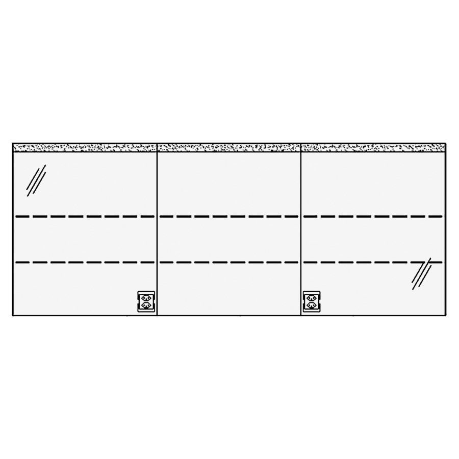 Armoire de toil. RHINO LED UP
180,6 x 72,0 x 15,0 cm
3 portes à double miroir
(60/60/60), 1 prise double à
à gauche et à droite en bas
opposé des charnières
éclairage LED, 1 x 43W
4000°K / 4022Lumen, IP24