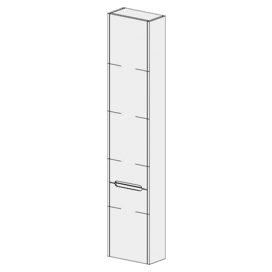 Armoire haute Procasa Tre 
35 x 168 x 18 cm
armoire de tablette
2&nbsp;portes, charnière à gauche
4&nbsp;tablettes réglable
faces/côtés visibles
selon palette ProCasa Tre
veinage uniquement vertical