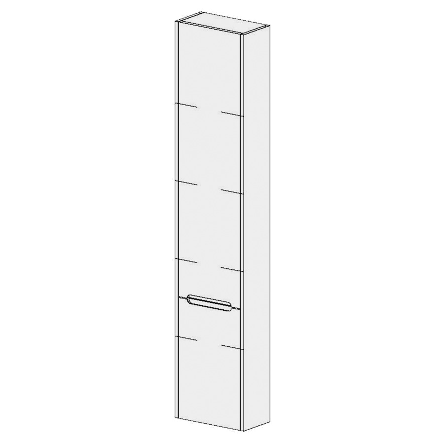 Armoire haute Procasa Tre 
35 x 168 x 18 cm
armoire de tablette
2&nbsp;portes, charnière à droite
4&nbsp;tablettes réglable
faces/côtés visibles
selon palette ProCasa Tre
veinage uniquement vertical