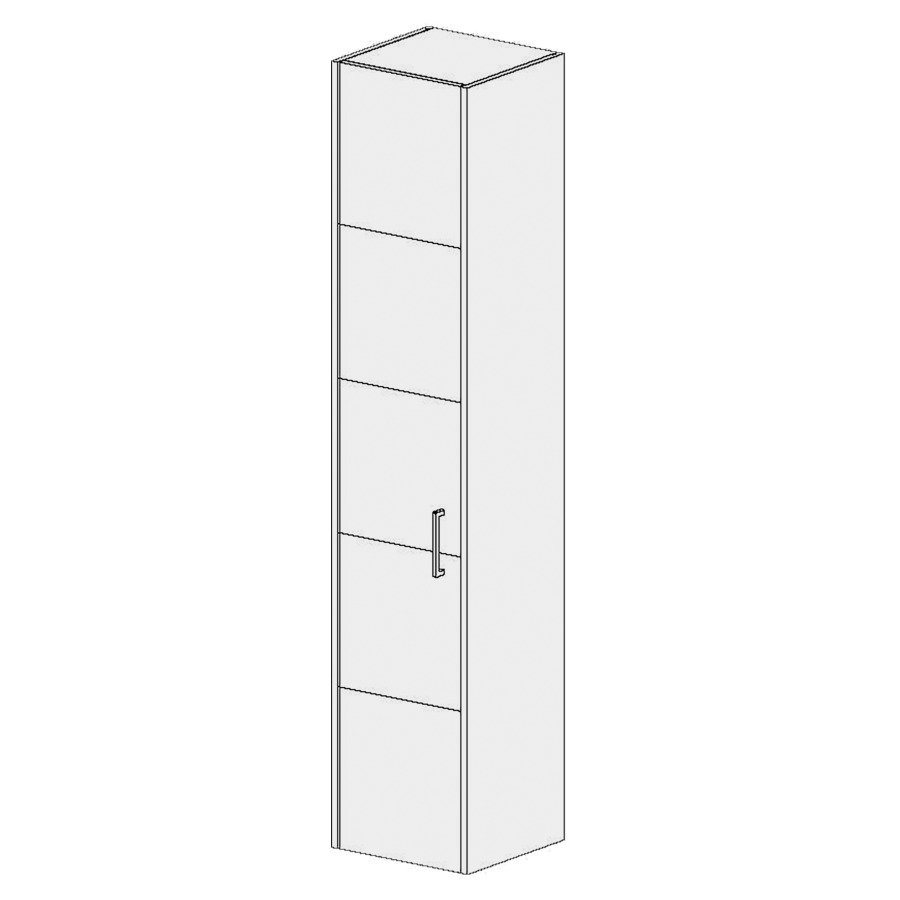 Armoire haute Procasa Tre 
35 x 168 x 33 cm
armoire de tablette
1&nbsp;porte, charnière à gauche
4&nbsp;tablettes réglable
faces/côtés visibles
selon palette ProCasa Tre
veinage uniquement vertical